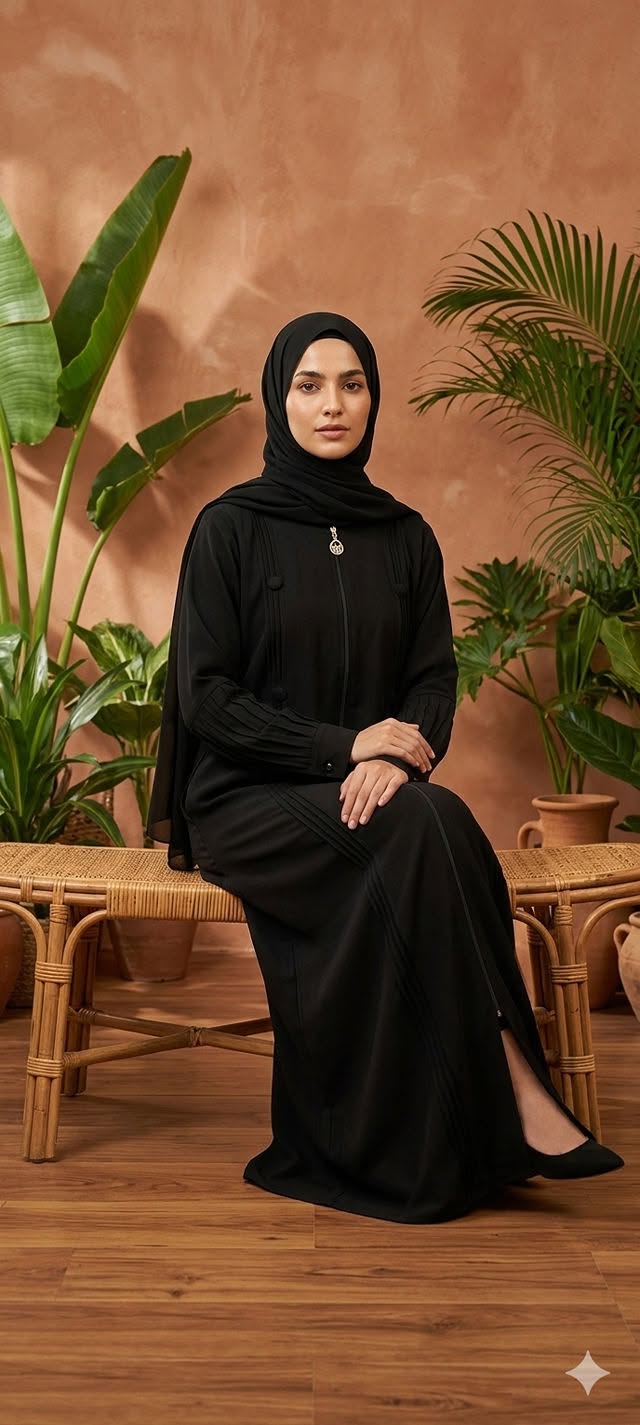 RIMISH pintuck zip abaya