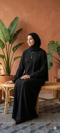 RIMISH ribbed textured black abaya