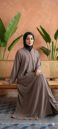 RIMISH taupe wrap abaya