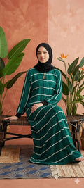 RIMISH green striped abaya