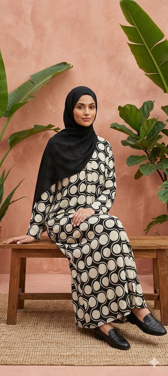 RIMISH geometric print abaya