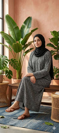 RIMISH printed dot abaya