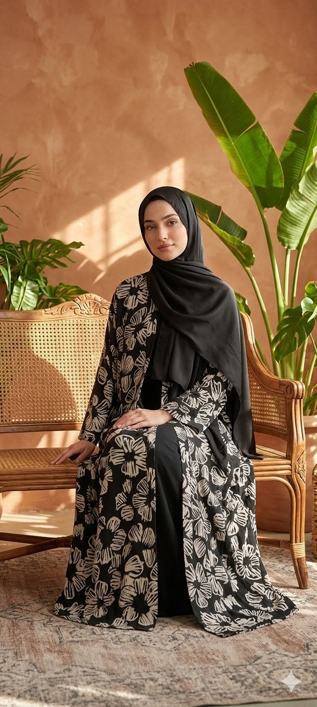 RIMISH bold floral wrap abaya