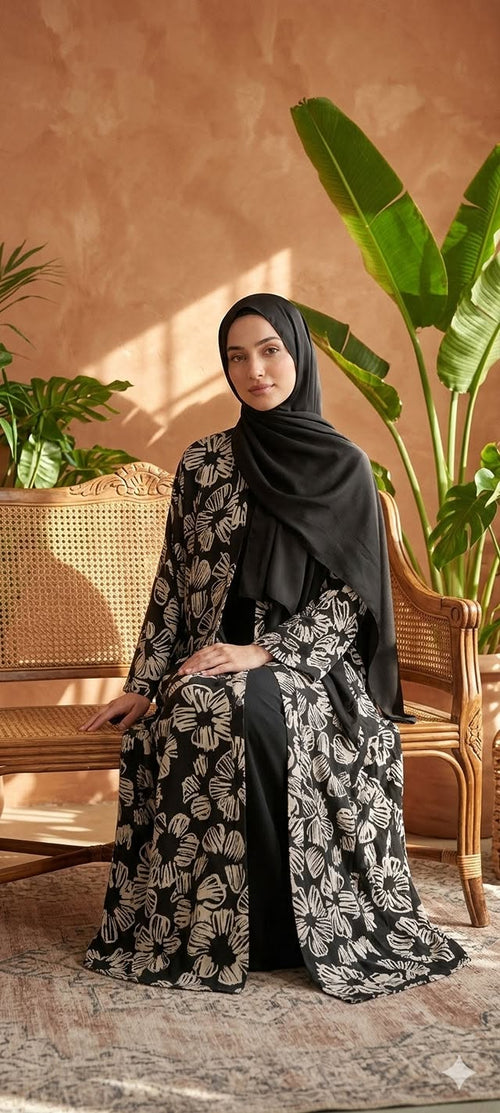 RIMISH bold floral wrap abaya